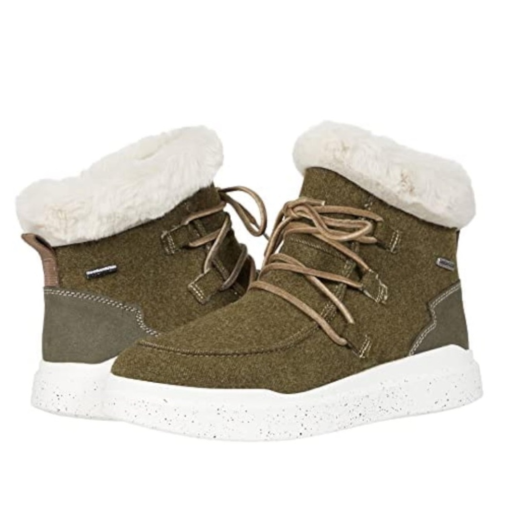 🐾 Olive Fur-Lined High-Top Sneakers NIB 37 EU US 6W